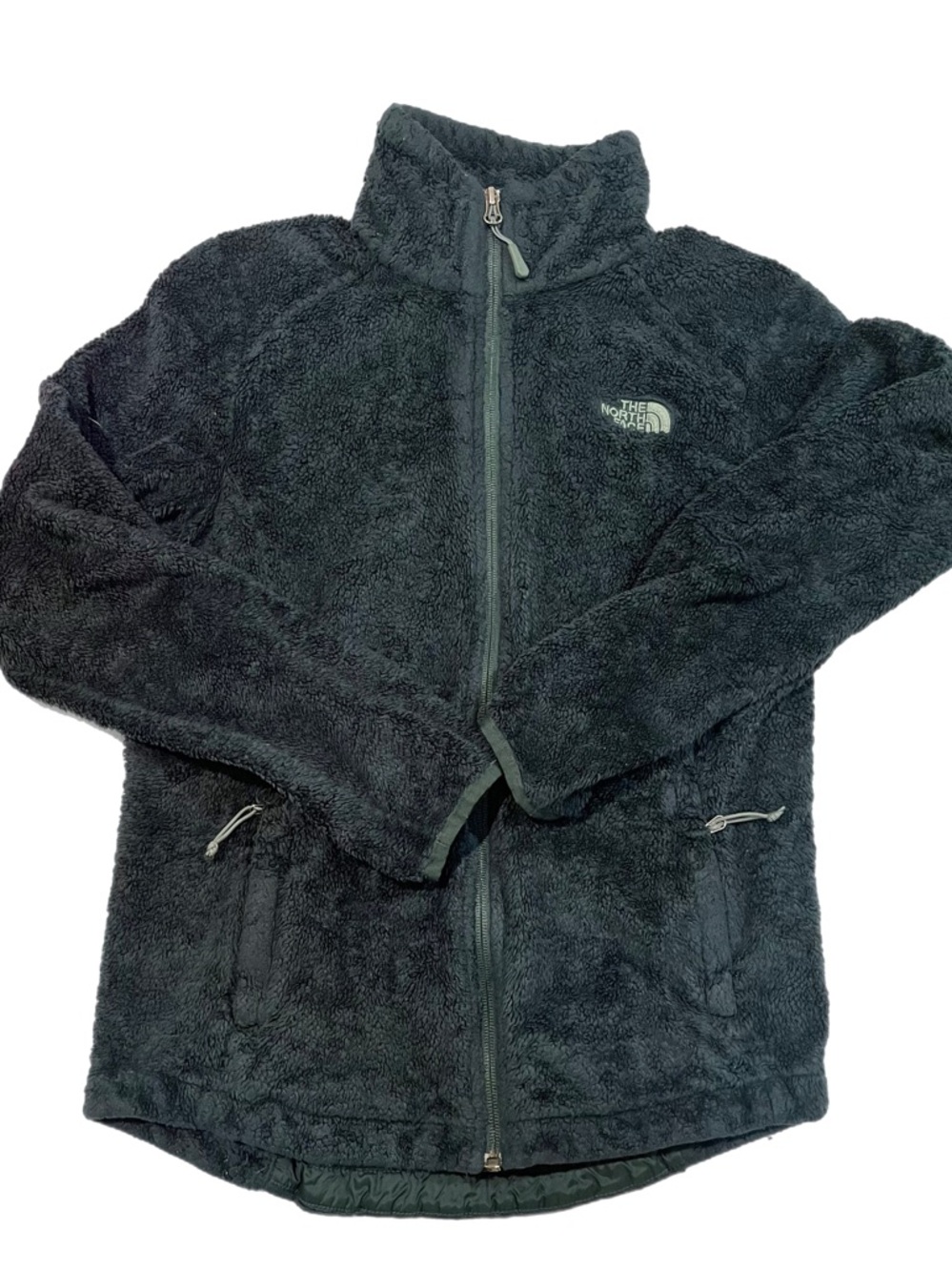 The North Face Black Plush Full-Zip Fleece Jacket-hunter green